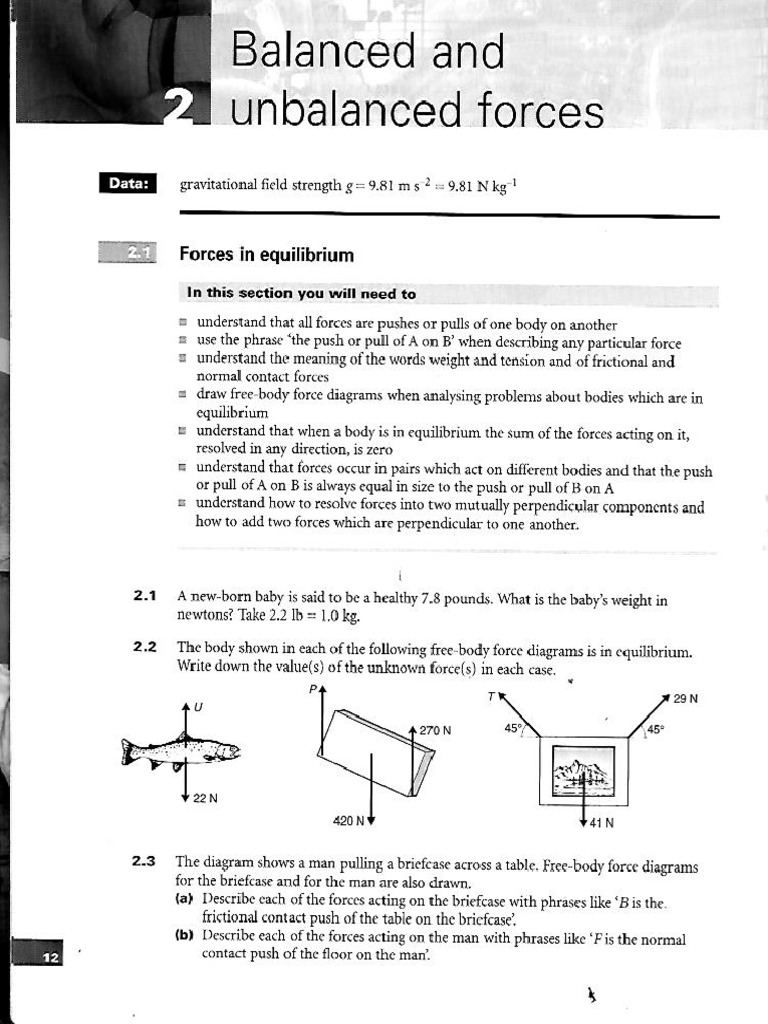 Practice in Physics - Akrill 2 Balanced and Unbalanced Forces PDF | PDF