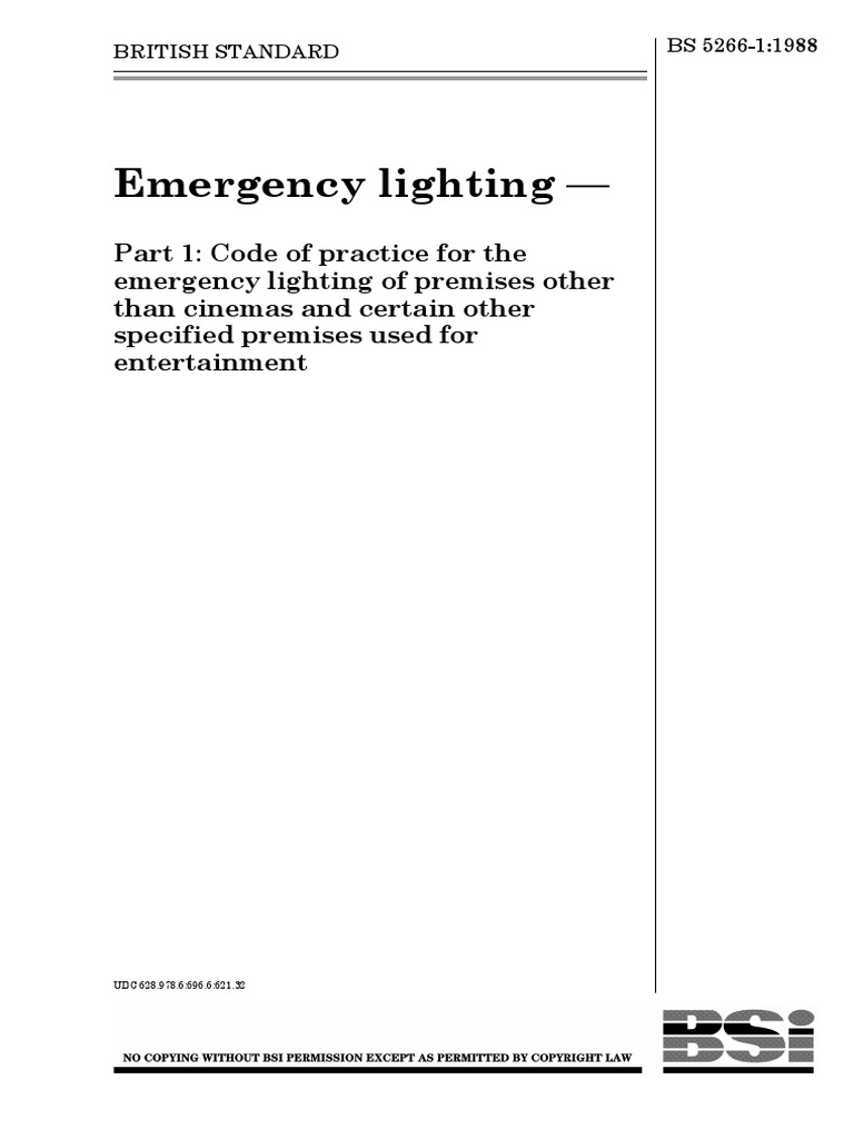 BS 5266 PART 1 (Standard Emergency LightingCode of Practice For The