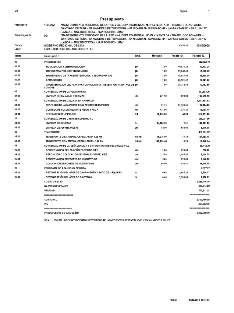 18 Presupuesto | PDF | Transporte | Transporte por carretera