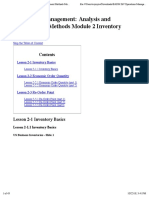 Operations Management: Analysis and Improvement Methods Module 2 Inventory Management