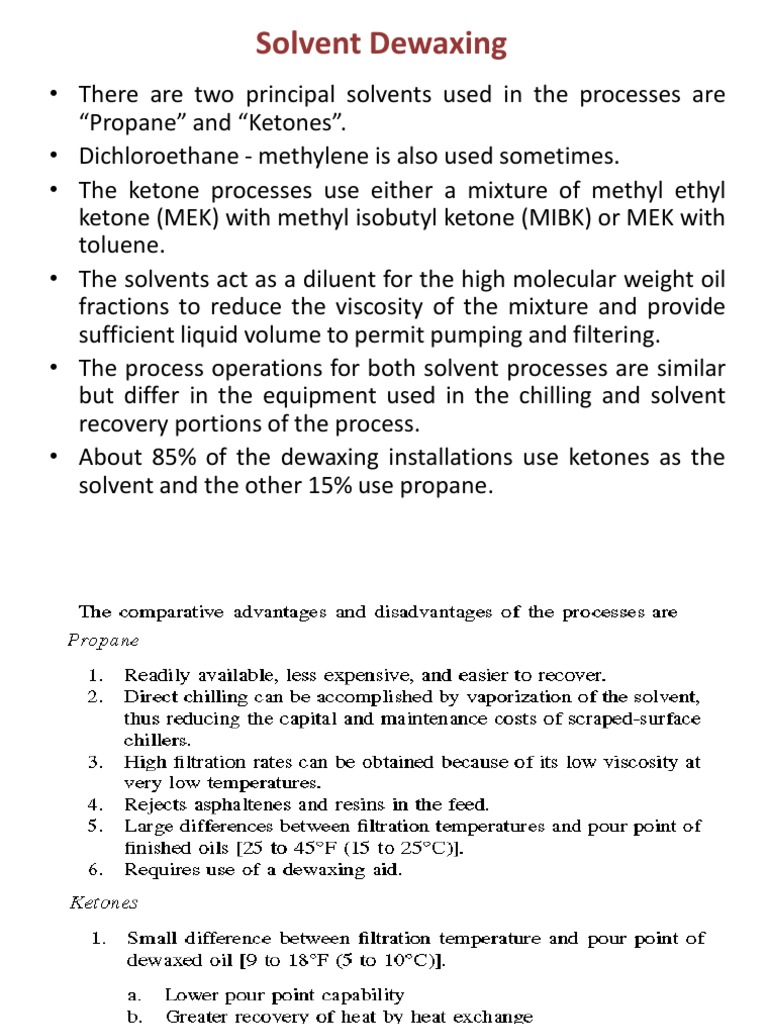 Solvent Dewaxing Pdf Cracking Chemistry Propane
