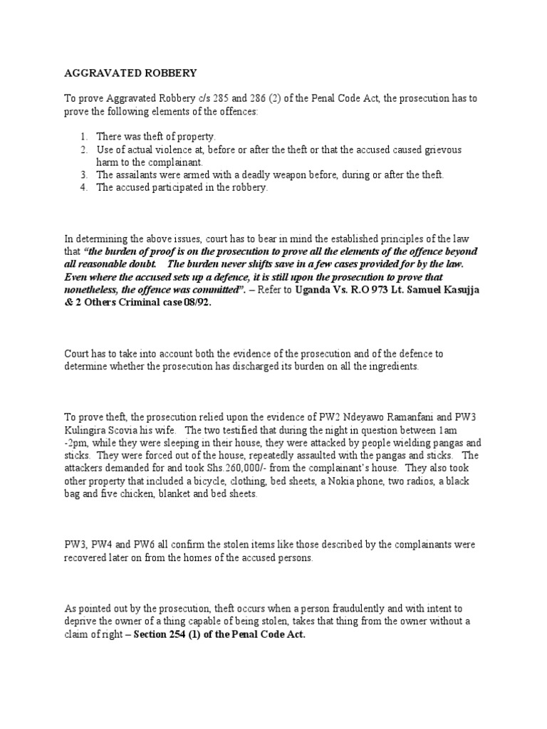 Aggravated Robbery PDF Burden Of Proof (Law) Robbery