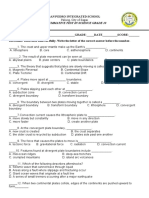 Summative Test on Plate Tectonics