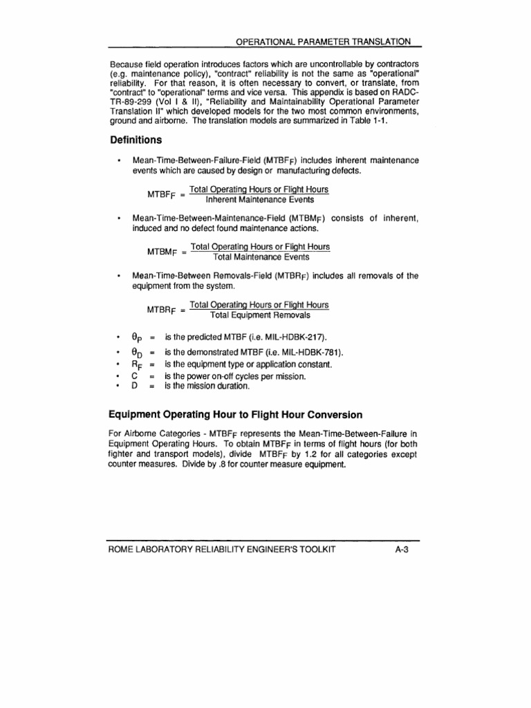 Rome Laboratory Reliability Engineers Toolkit 1993 PP 173 | PDF