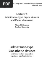 Admittance-type haptic devices