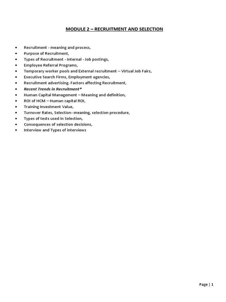 Module 2 - HRM | PDF | Recruitment | Intelligence Quotient