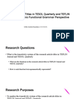 Research Article Titles in TESOL and TEFLIN SFG Perspectives