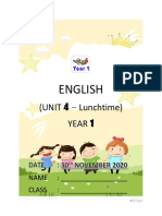 Year 1 English worksheet on lunchtime