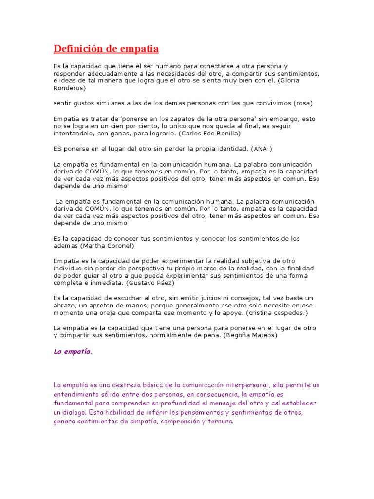 Conceptos Claves de La Empatia | PDF | Empatía | Las emociones
