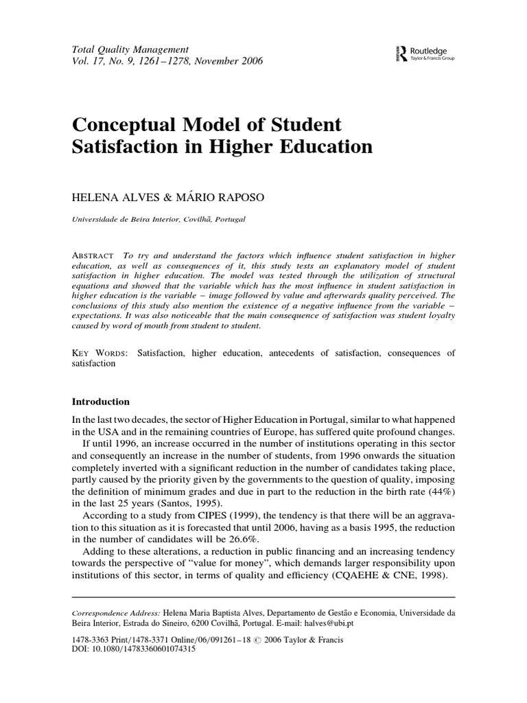 Student Satisfaction Model in Higher Education | PDF | Errors And ...