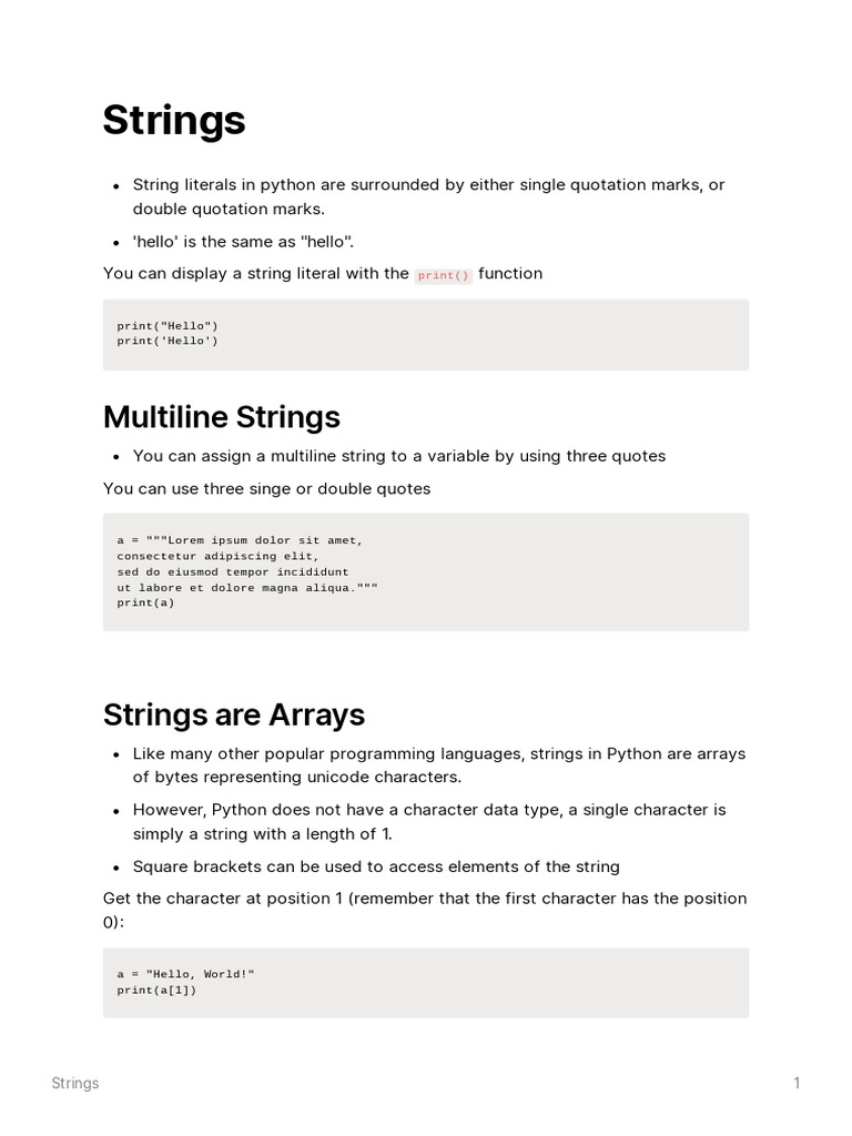 Strings | PDF | Array Data Type | String (Computer Science)