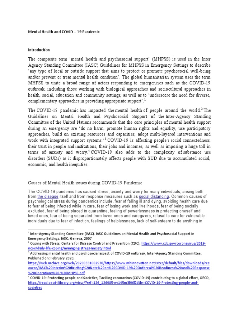 Mental Health and COVID | PDF | Psychosocial | Mental Health
