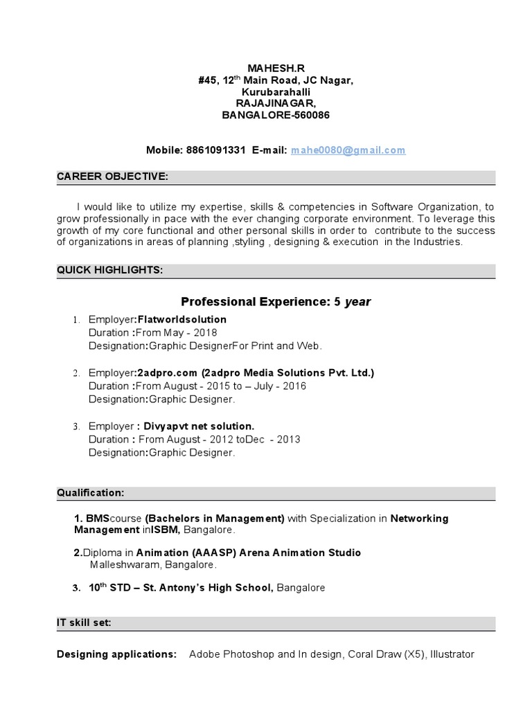 Mahesh R Resume | PDF