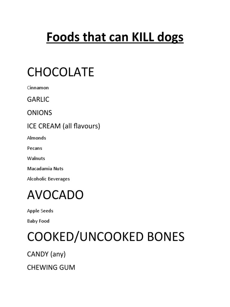 Foods That Can KILL Dogs PDF