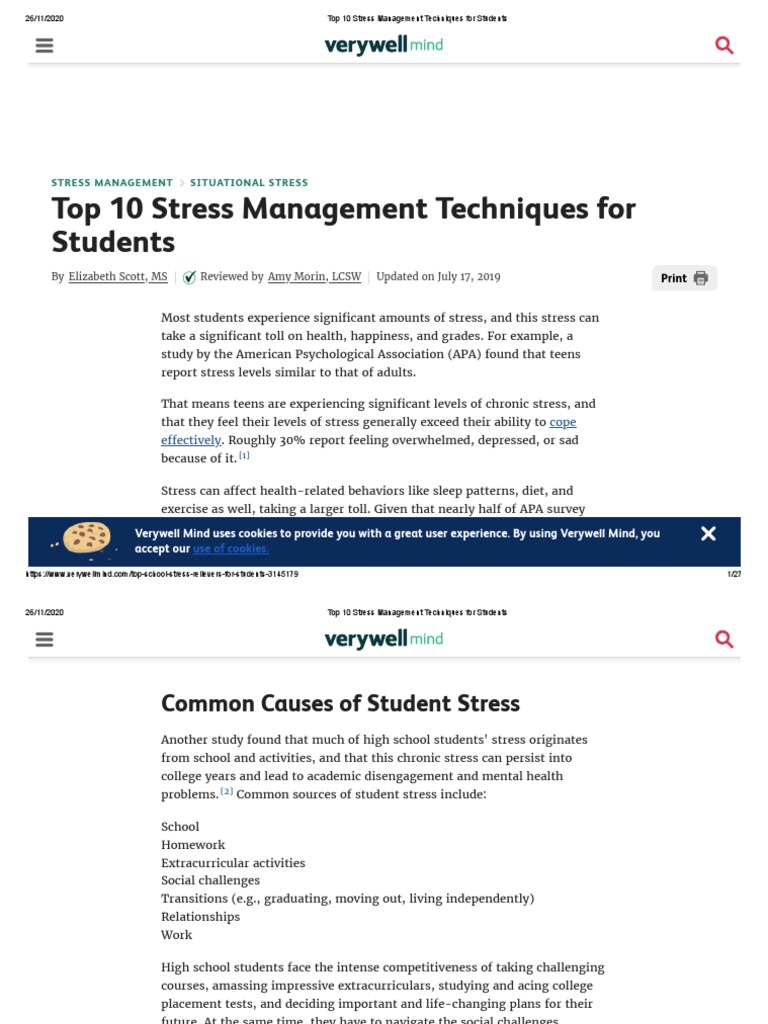 Top 10 Stress Management Tips for Students | PDF | Relaxation ...