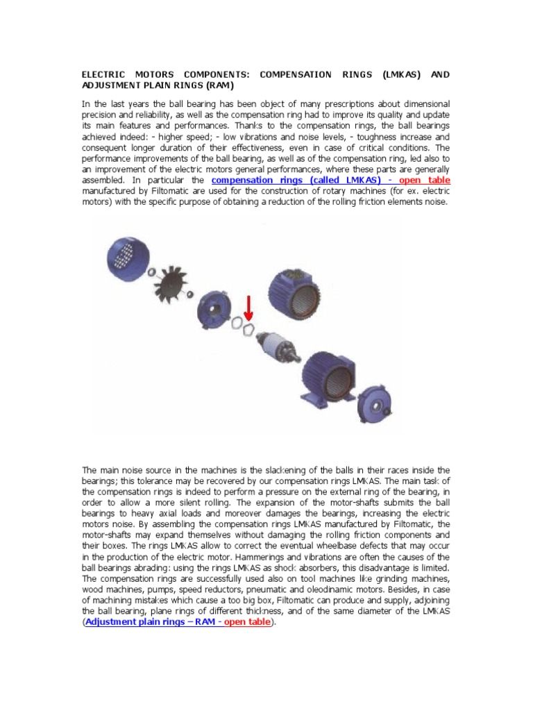 Electric Motors Components: Compensation Rings (Lmkas) and Adjustment ...