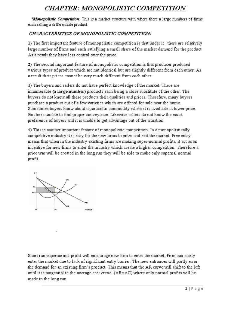 Monopolistic Competition Explained | PDF | Monopoly | Market Power