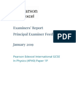 Examiners' Report Principal Examiner Feedback January 2019: Pearson Edexcel International GCSE in Physics (4PH0) Paper 1P