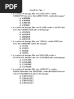 Sona College - Unit I - Internal Test