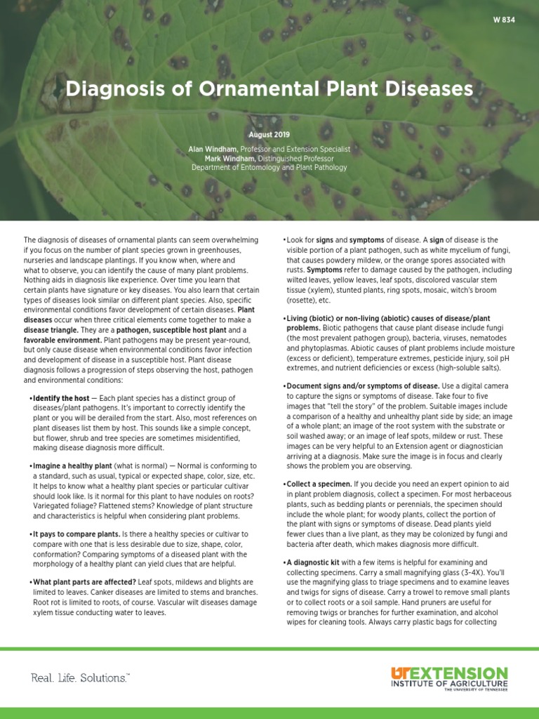 Diagnosis of Ornamental Plant Diseases PDF Plant Pathology Plants