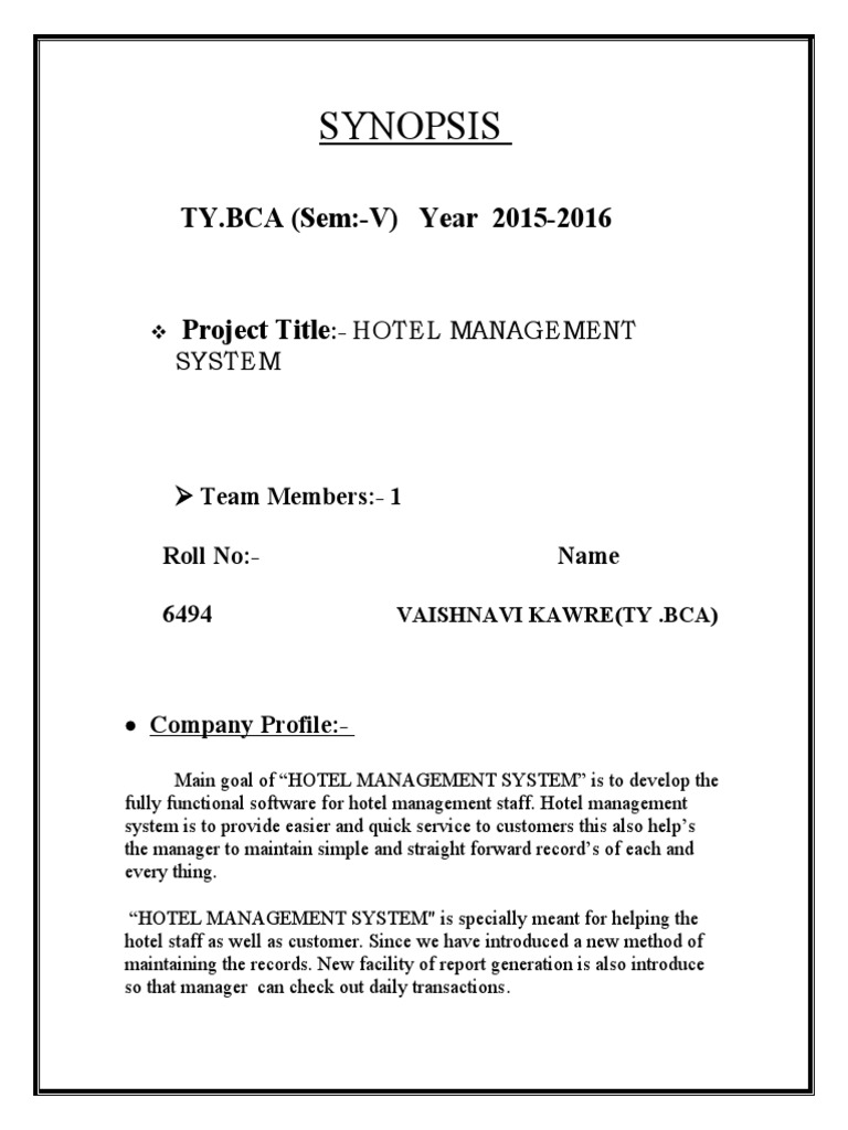 Hotel Management System Project | PDF | Databases | Computer Data Storage