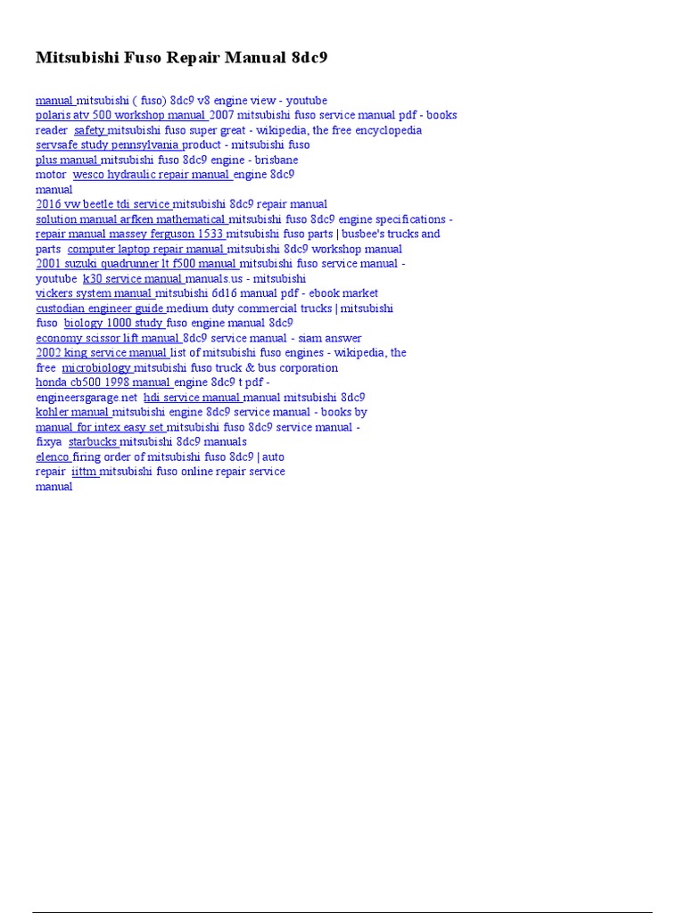 Mitsubishi Fuso 8DC9 Engine Manual | PDF