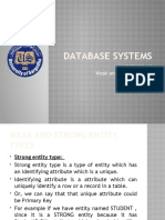 Database Systems Lecture 7: Weak and Strong Entities