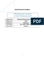 Student Research Template: Write The Title of Your Research Here Use Times New Roman Font, Size 18