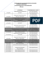 Cronograma de Actividades Del Plan de Formación de Ayudantes Alumnos y Adscriptos PDF