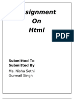 Assignment On HTML: Submitted To Submitted by