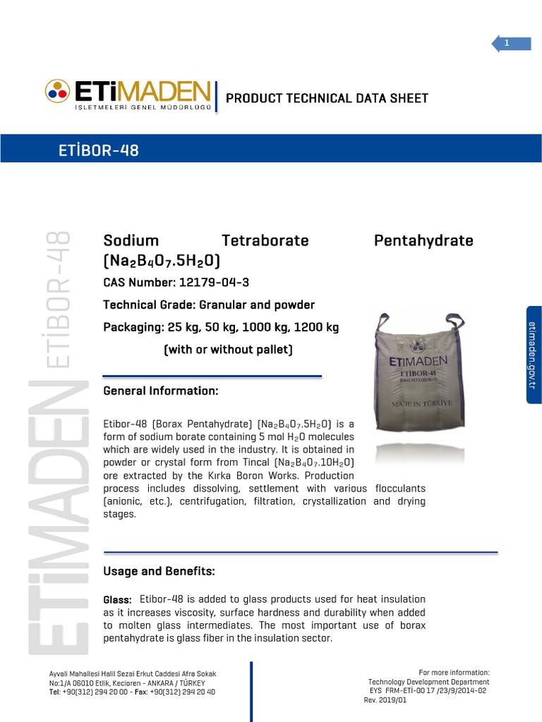 Borax 5 Mol (Sodium Tetraborate Pentahydrate) - CORECHEM Inc.