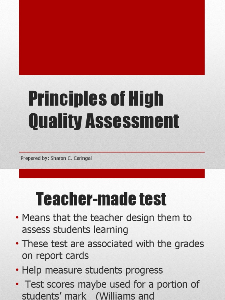 Principles Of High Quality Assessment Criteria And Techniques Pdf