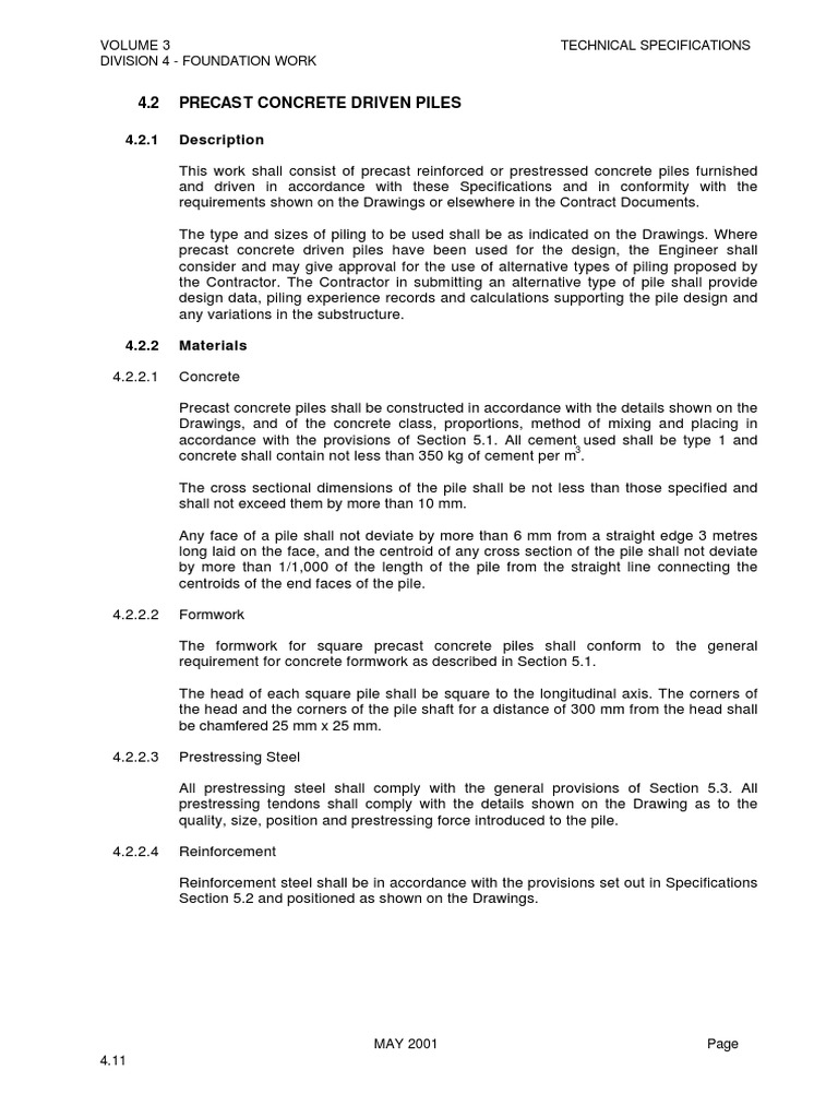 Precast Concrete Driven Piles PDF | PDF | Deep Foundation | Prestressed ...