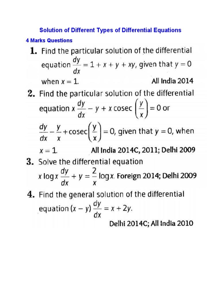 Types Of Differential Equations Pdf