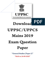 UPPSC UPPCS Mains 2019 General Studies Paper 3 Exam Question Paper Held On 24 September 2020 - WWW - Dhyeyaias.com