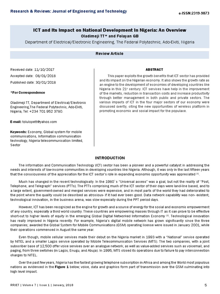 Impact of ICT on Nigeria's Development | PDF | Information And ...