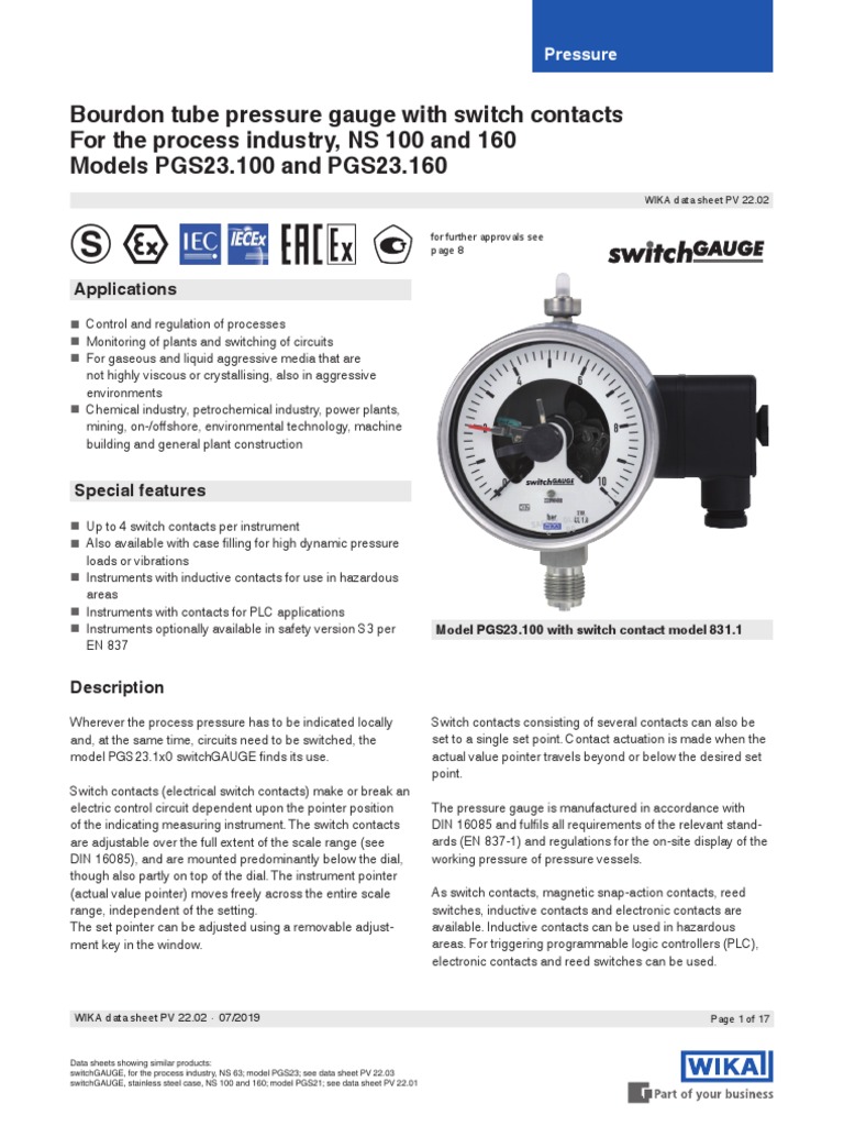 Attachment2 Example of Bourdon Tube Pressure Gauge With Switch