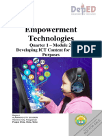 Empowerment Technologies: Quarter 1 - Module 2: Developing ICT Content For Specific Purposes