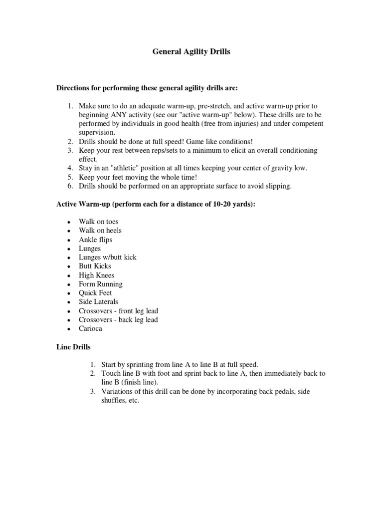 General Agility Drills PDF PDF Running Sports