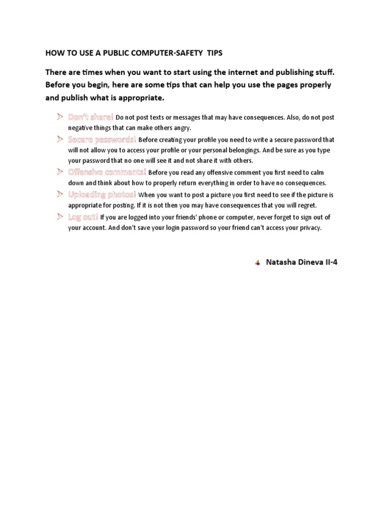 Public Computer Safety Tips | PDF | Social Science | Self-Improvement
