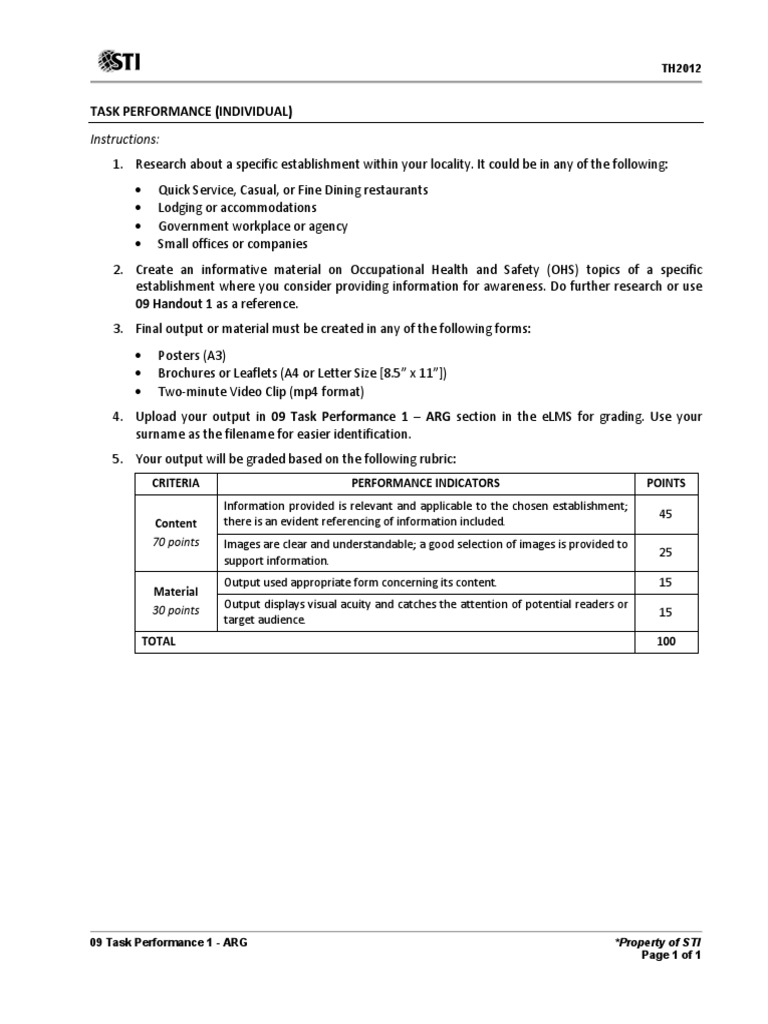 OHS Task Performance Guidelines | PDF | Cognitive Science | Communication