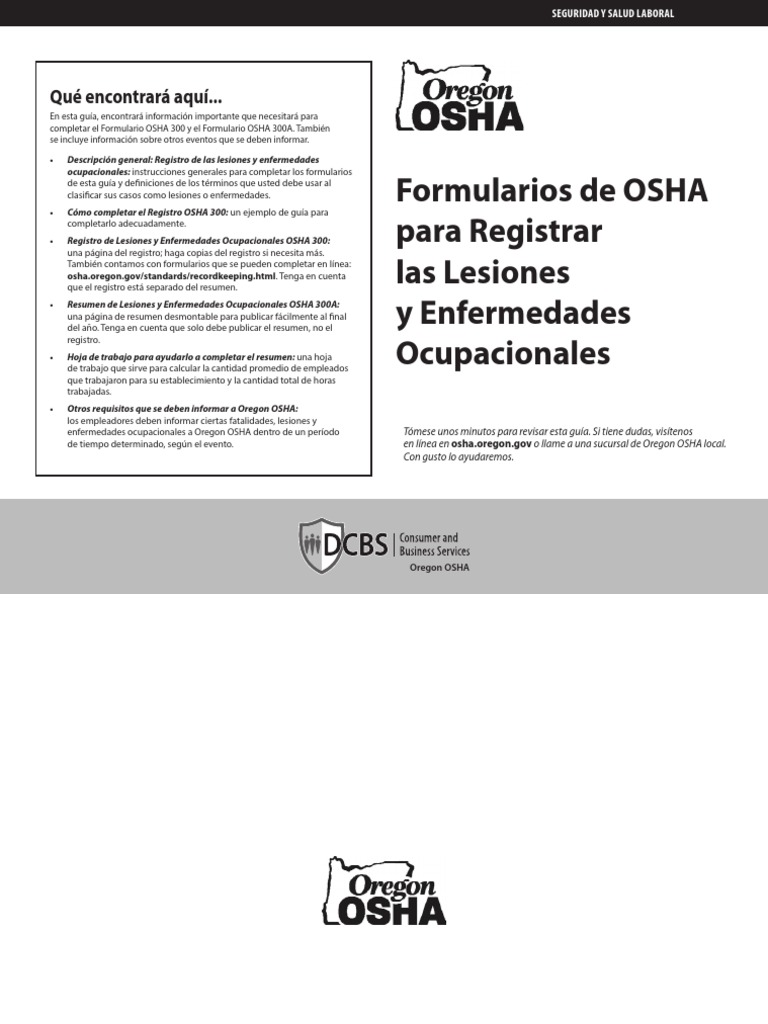 Guía para Completar Formulario OSHA 300 | PDF | Administración de ...