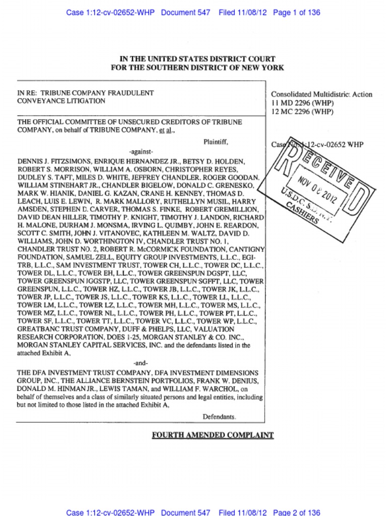 In Re Tribune Company Fraudulent Conveyance Litigation Pdf Chapter 11 Stocks