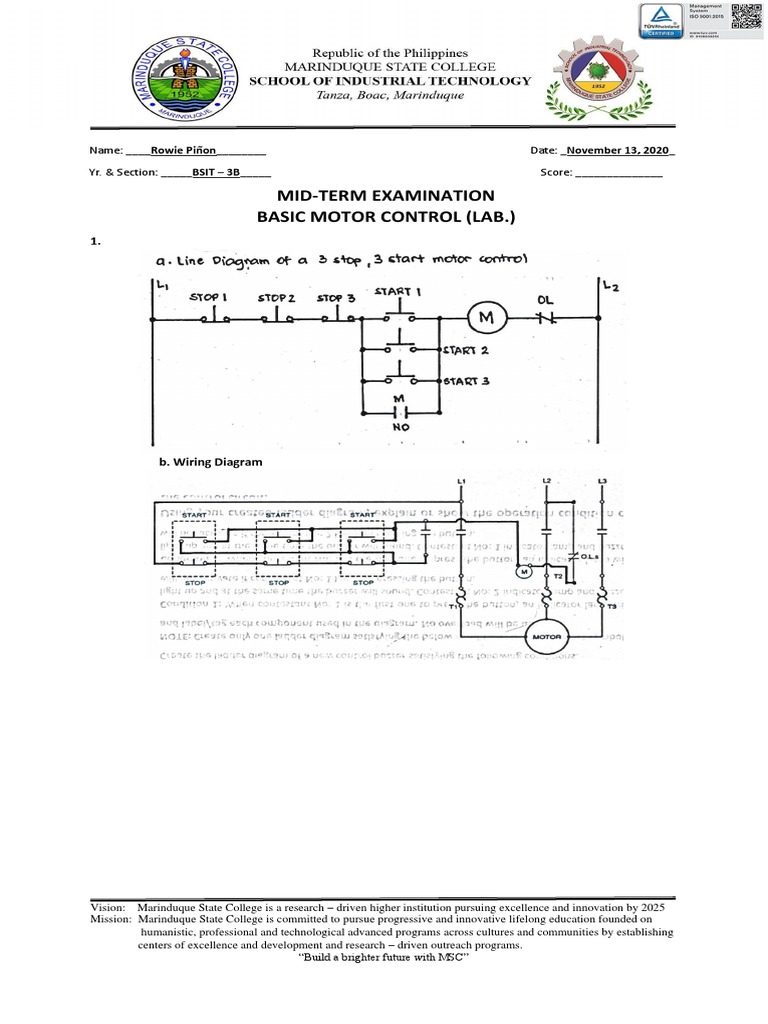 Mid-Term Examination Basic Motor Control (Lab.) | PDF