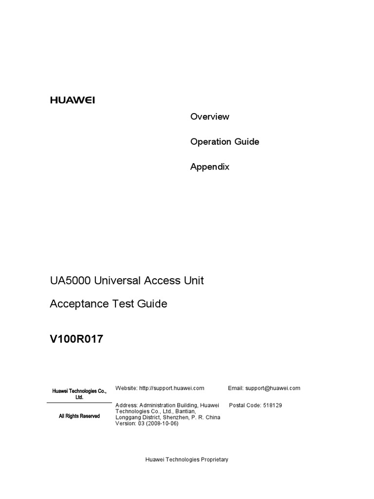 UA5000 Acceptance Test Guide Overview | PDF | Specification (Technical ...