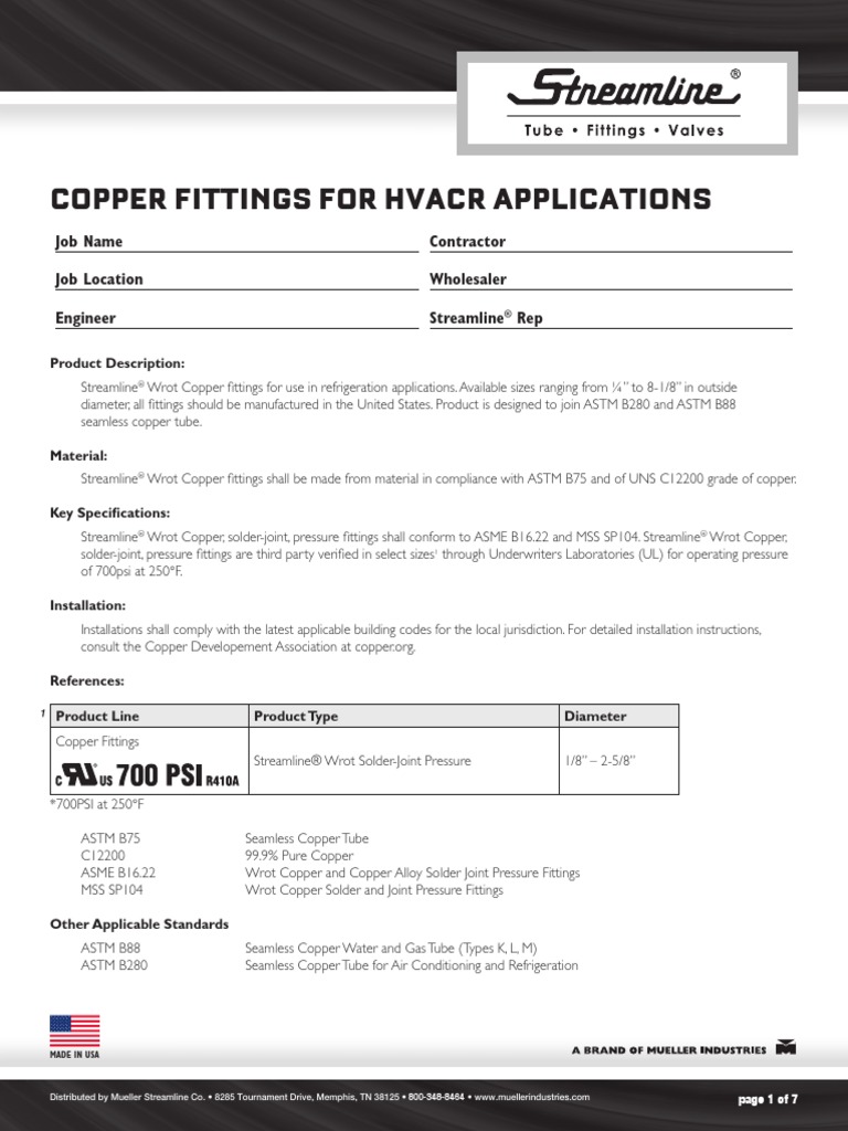 Guide - Copper Fittings For HVACR Applications - Mueller Industries PDF ...