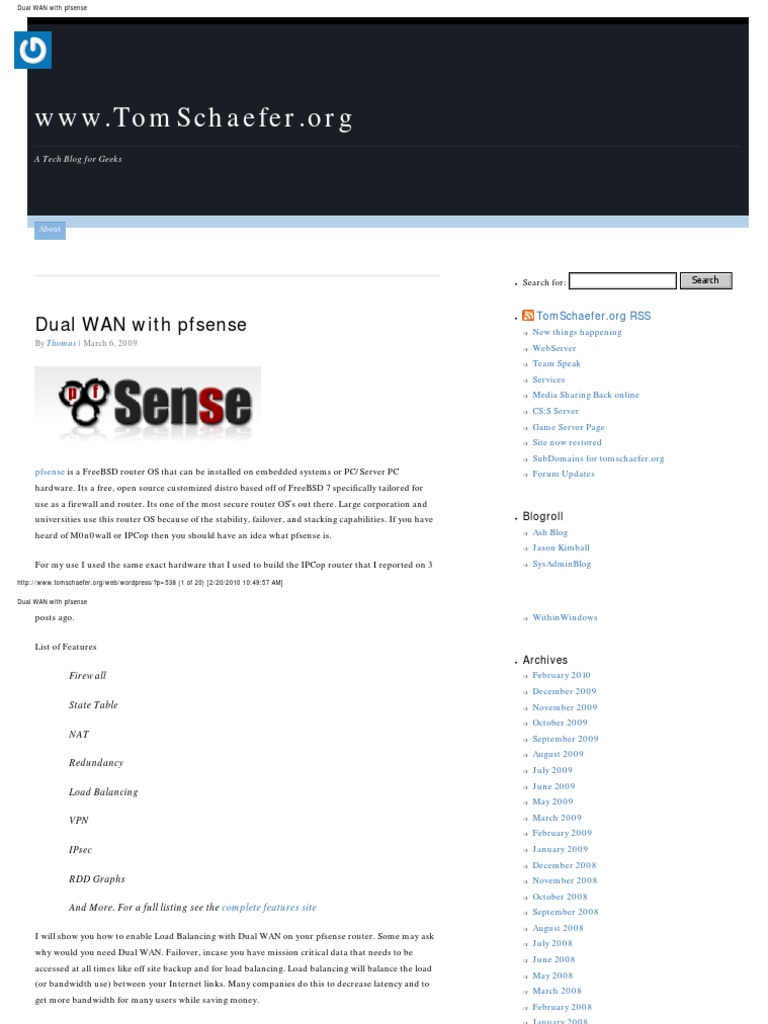 Dual WAN Setup Guide for pfsense | PDF | Load Balancing (Computing ...