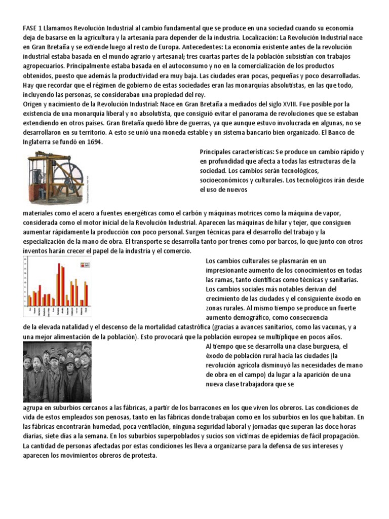 FASE 1 Llamamos Revolución Industrial Al Cambio Fundamental Que Se ...