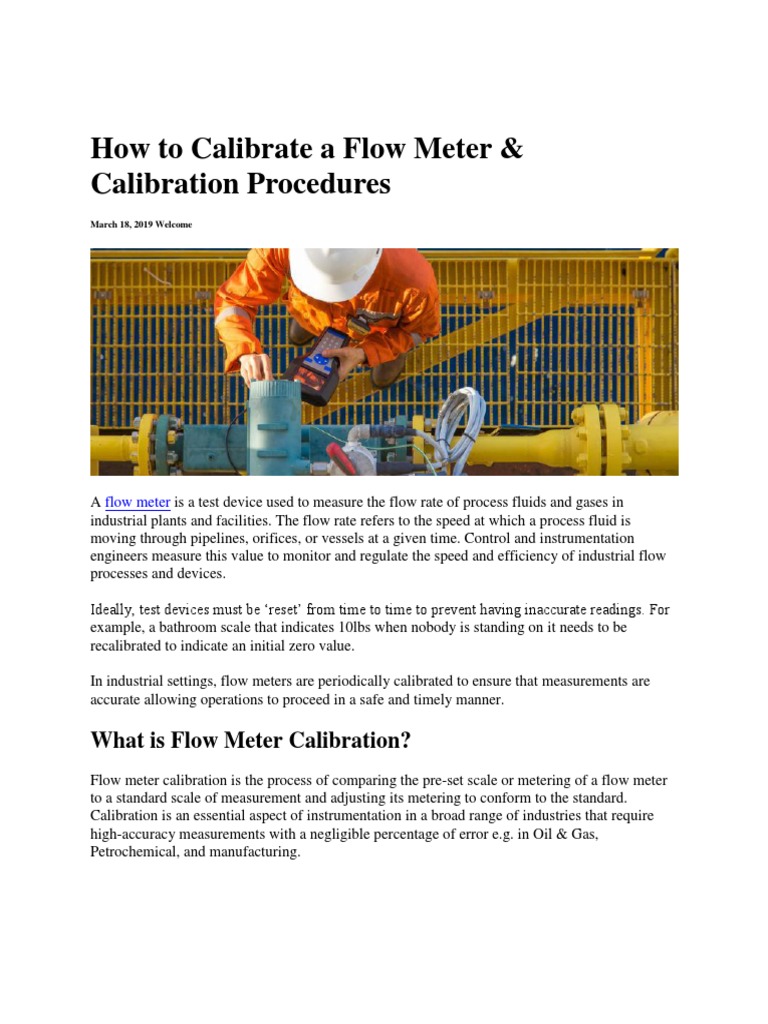 How To Calibrate A Flow Meter PDF Flow Measurement Calibration