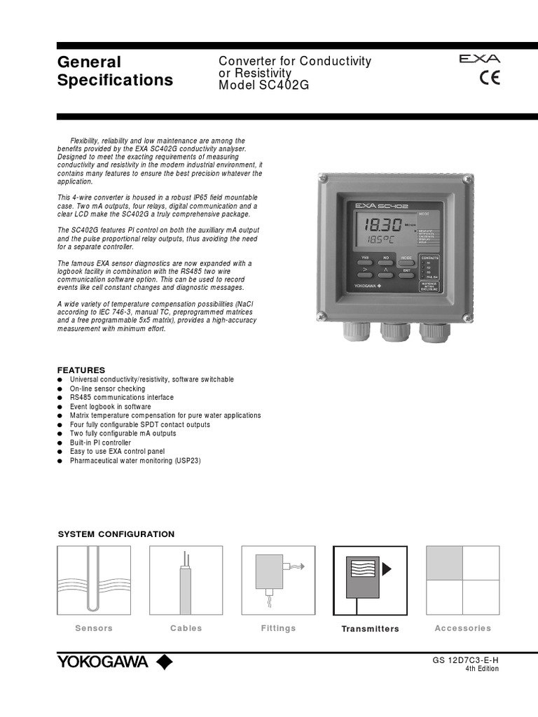 General Specifications: Converter For Conductivity or Resistivity Model ...